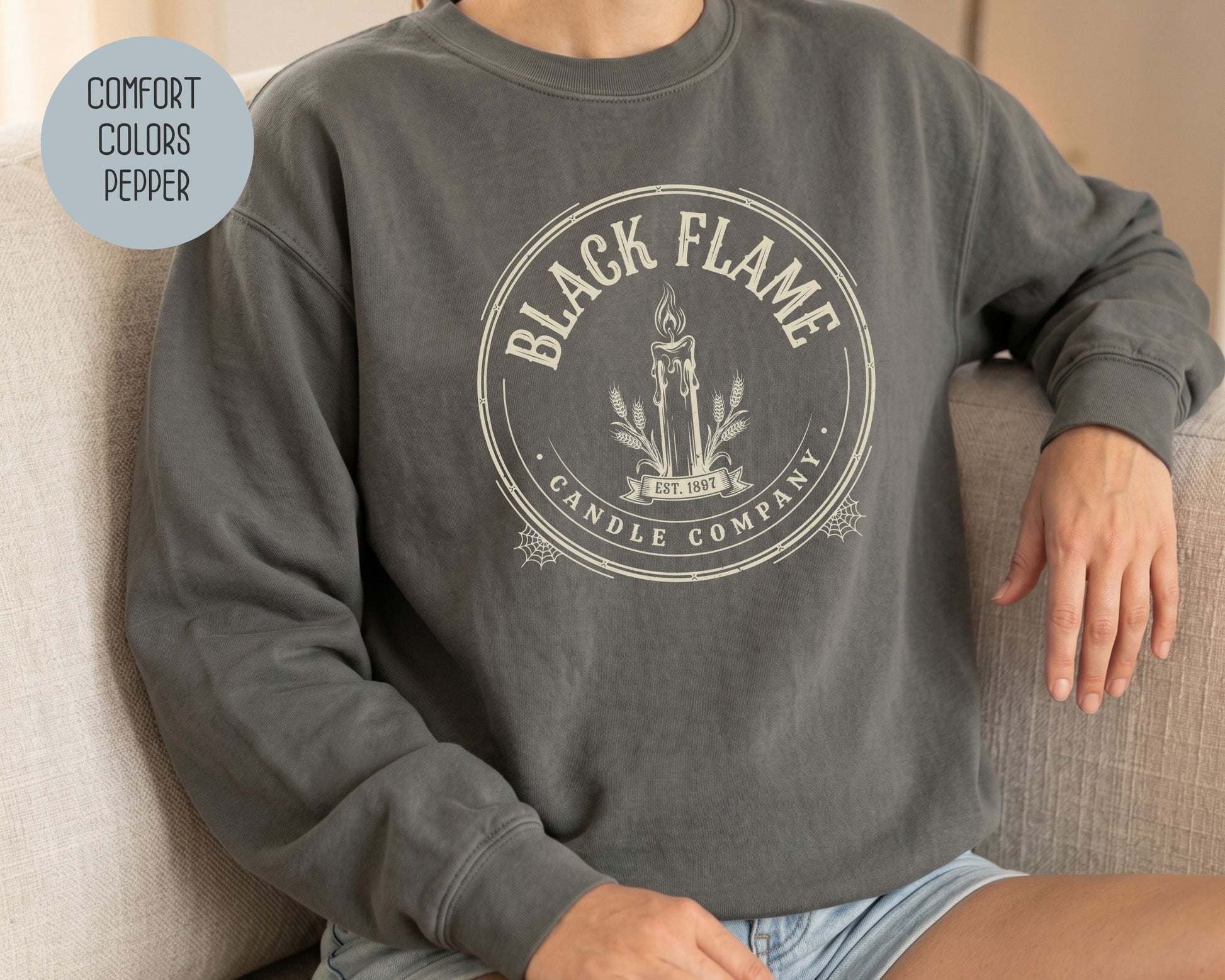Black Flame Candle Company Comfort Colors Sweatshirt Sweatshirt  CreativeSpecialTs