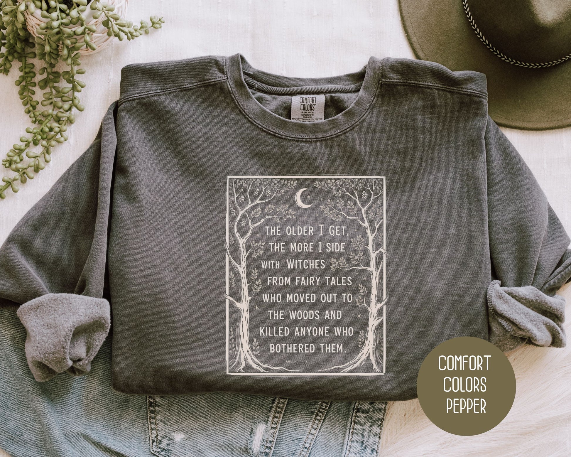Side with Witches from Fairy Tales Comfort Colors Sweatshirt Sweatshirt  CreativeSpecialTs