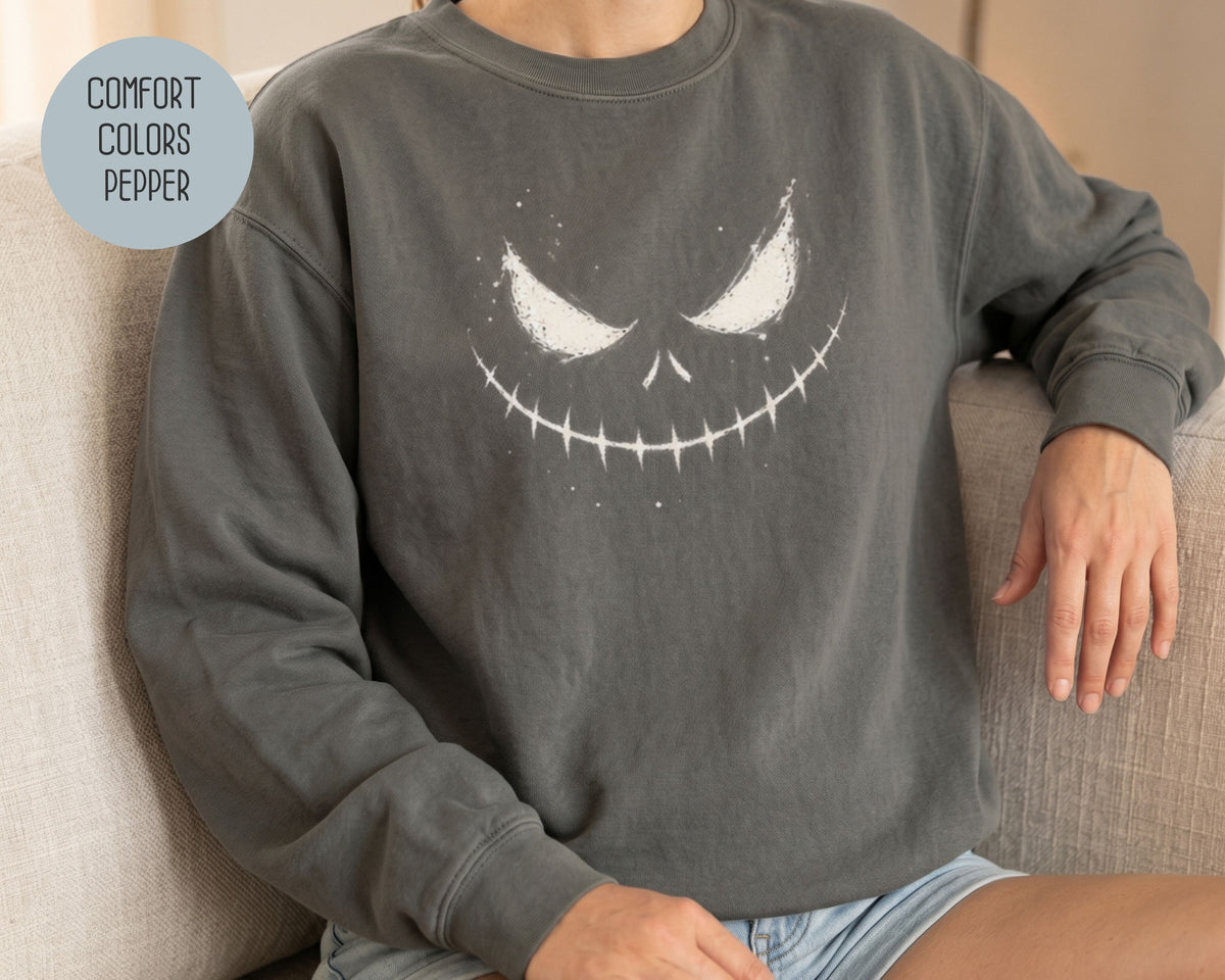 Halloween Scary Face Comfort Colors Sweatshirt Sweatshirt  CreativeSpecialTs