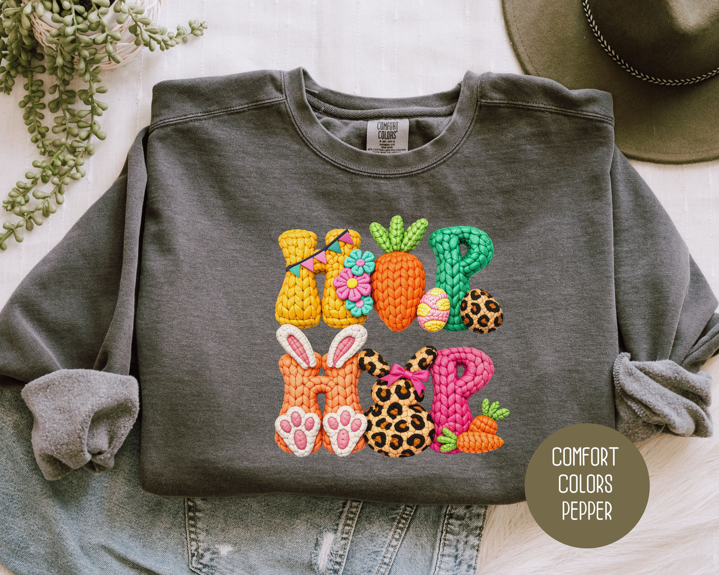 Hip Hop Faux Yarn Easter Comfort Colors Sweatshirt Sweatshirt  CreativeSpecialTs