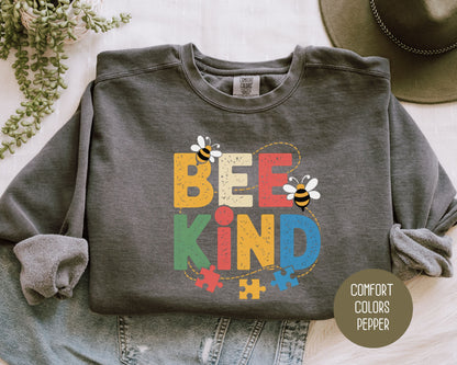 Bee Kind Autism Awareness Comfort Colors Sweatshirt