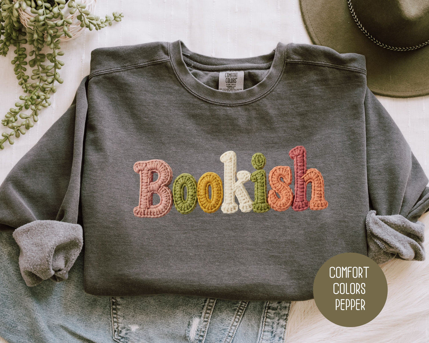 Bookish Faux Yarn Comfort Colors Sweatshirt