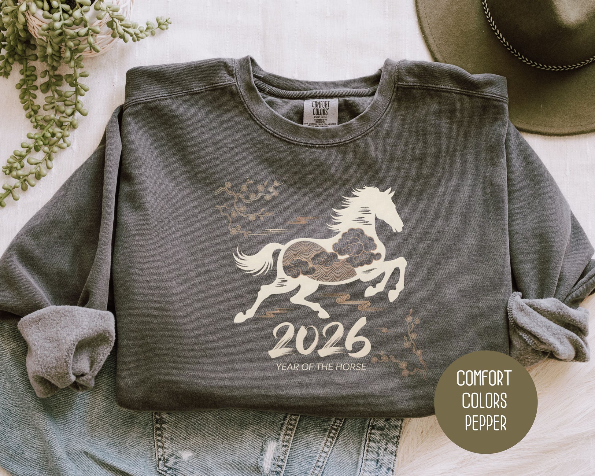 Chinese New Year 2026 Year of the Horse Comfort Colors Sweatshirt Sweatshirt  CreativeSpecialTs