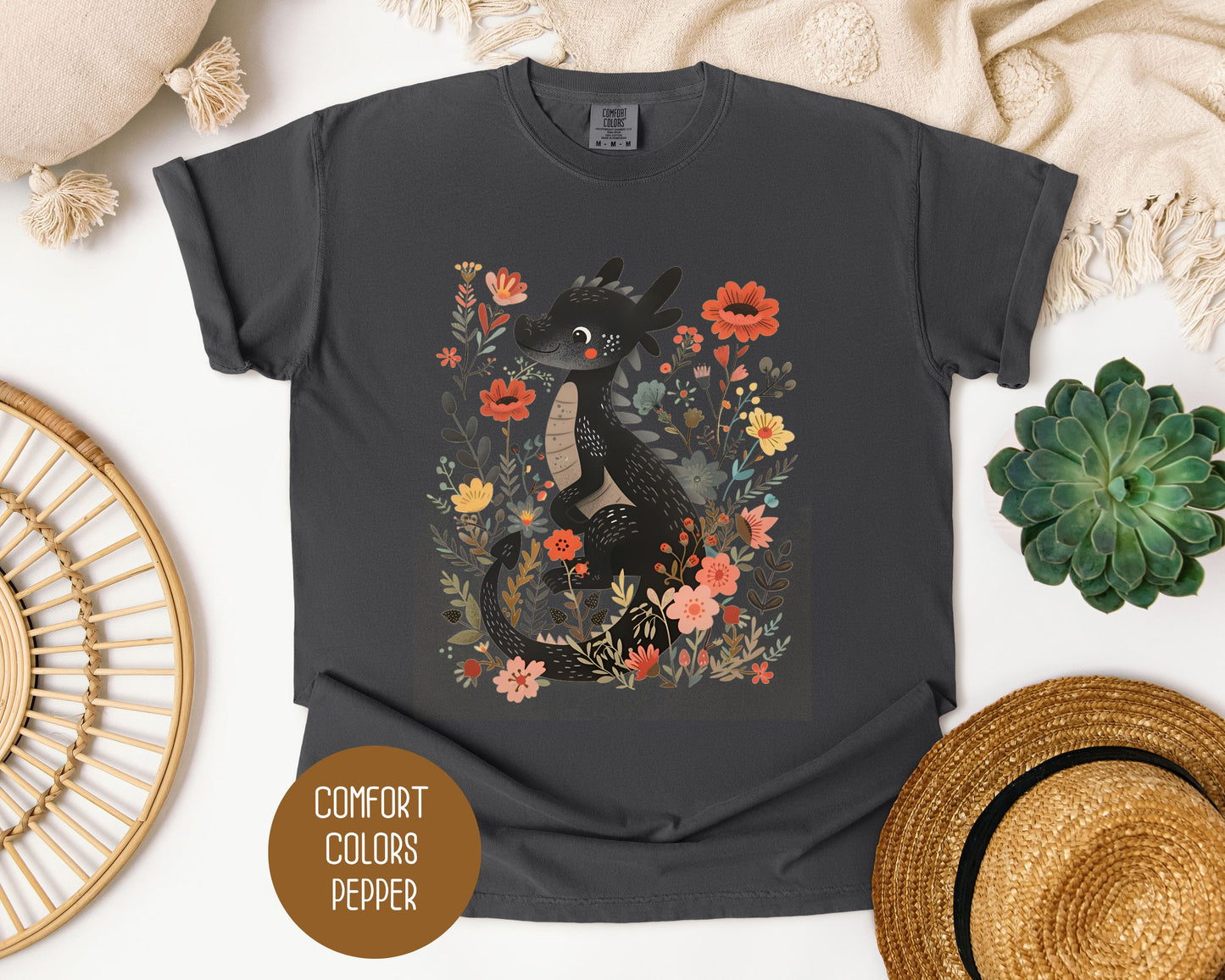 Floral Dragon Comfort Colors Shirt