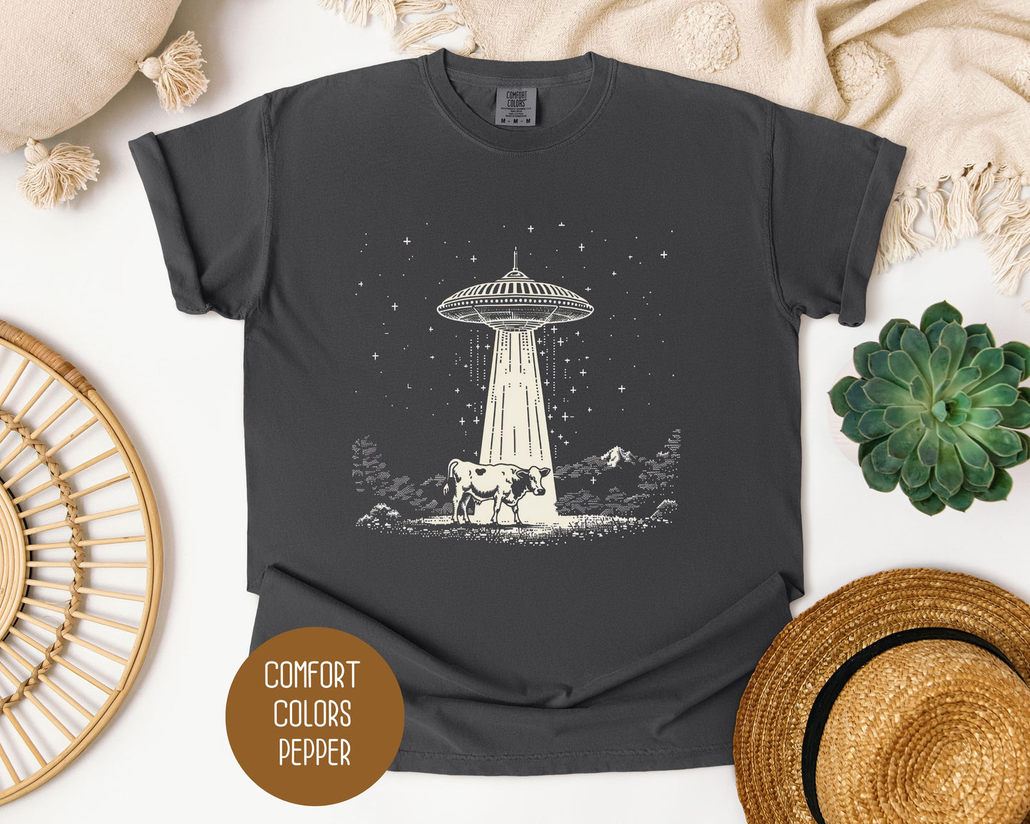 Cow UFO Abduction Comfort Colors Shirt