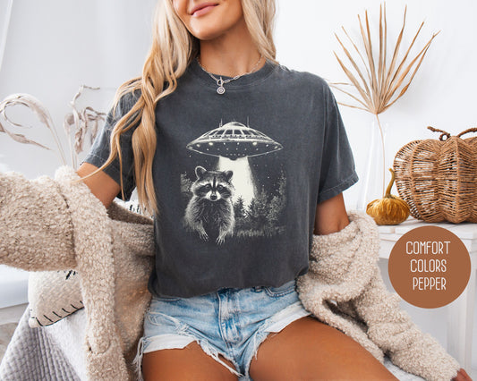 Raccoon UFO Comfort Colors Shirt