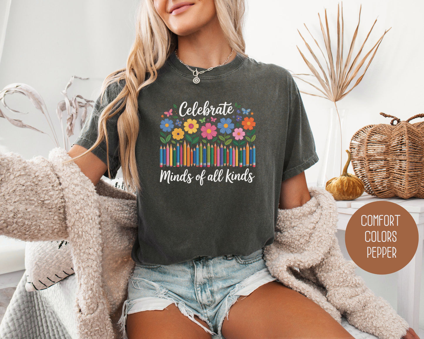 Celebrate Minds of All Kinds Autism Awareness Comfort Colors Shirt T-Shirt  CreativeSpecialTs