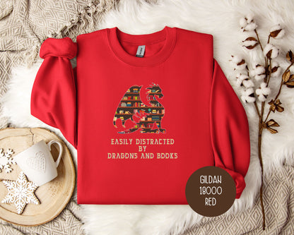 Easily Distracted by Dragons & Books Sweatshirt