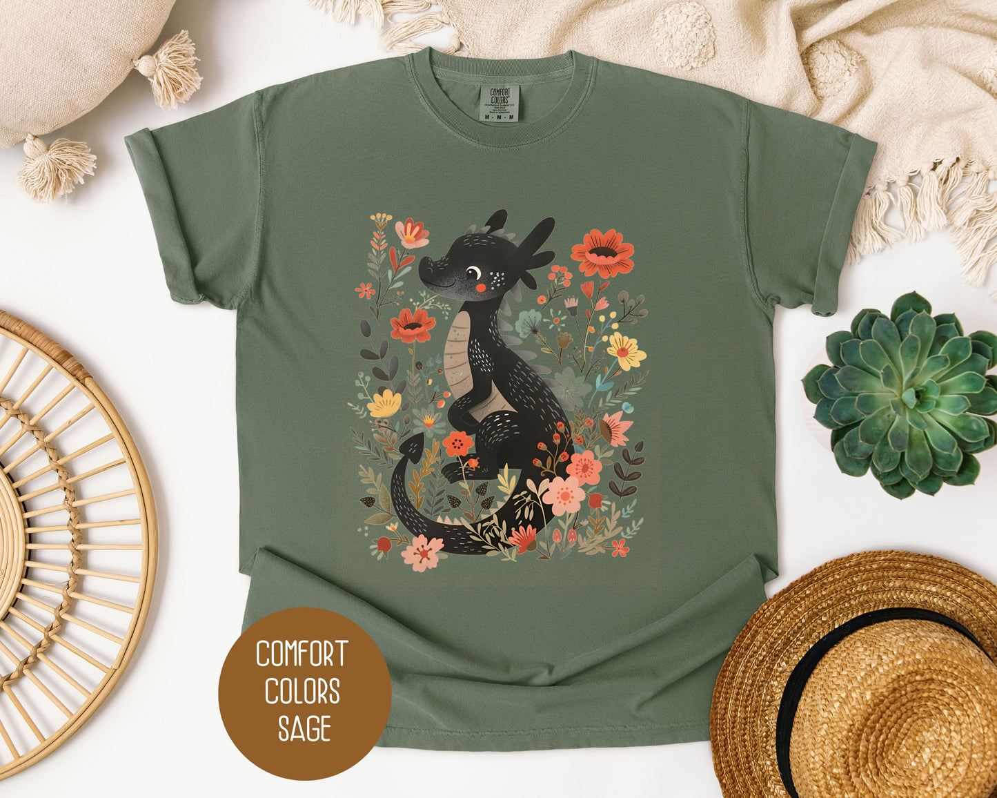 Floral Dragon Comfort Colors Shirt