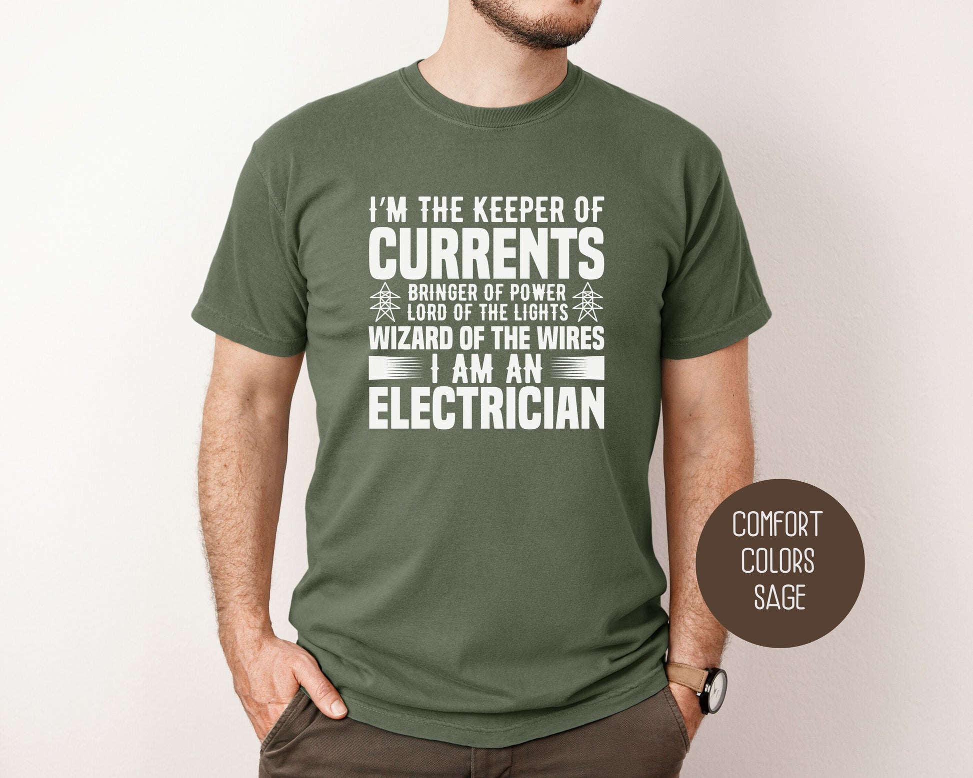 Wizard of the Wires I Am An Electrician Comfort Colors Shirt T-Shirt  CreativeSpecialTs