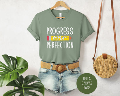 Progress Over Perfection Elementary Teacher Shirt