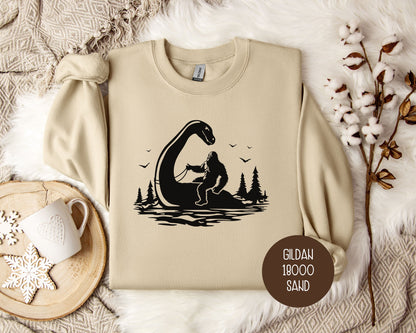 Bigfoot Riding Nessie Sweatshirt