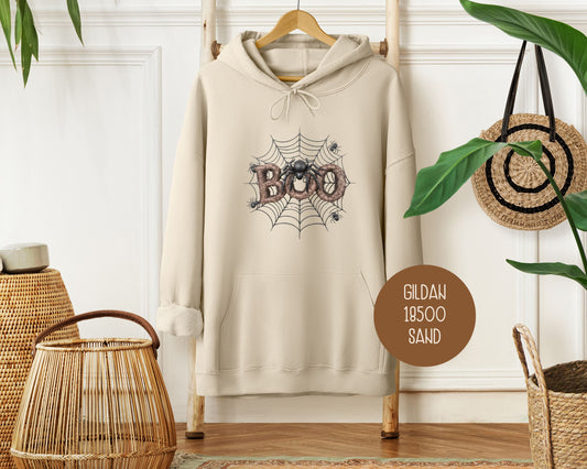 Boo Spider Spooky Halloween Groovy Hoodie