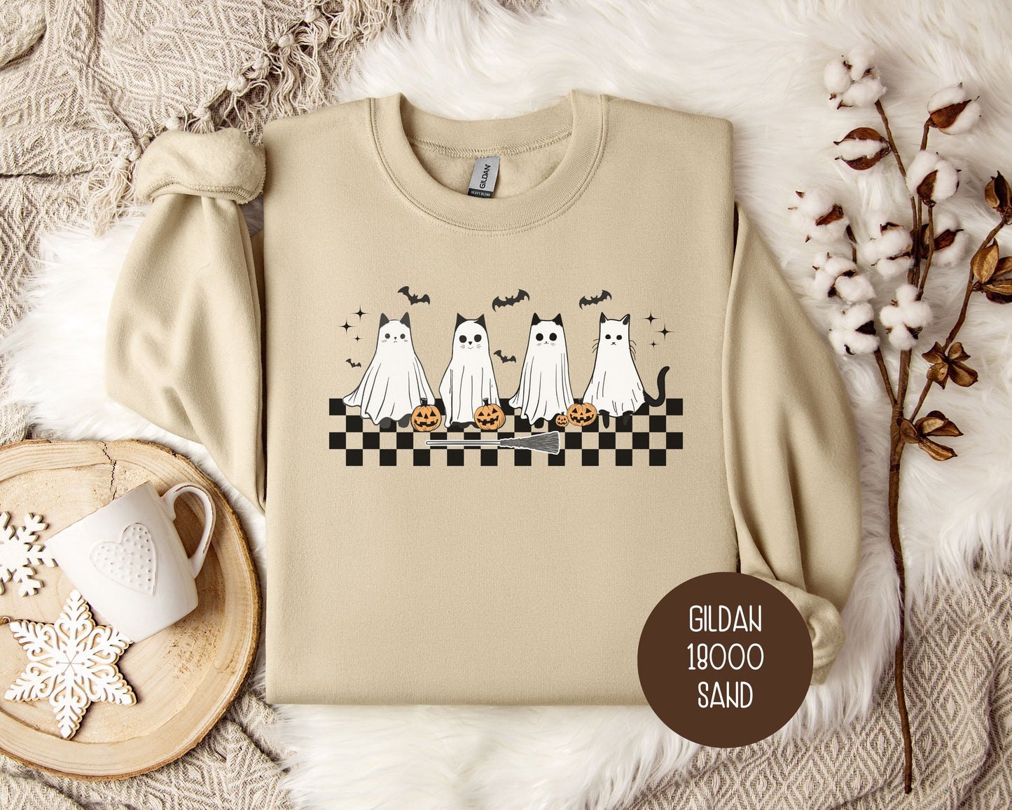 Ghost Cat Halloween Sweatshirt