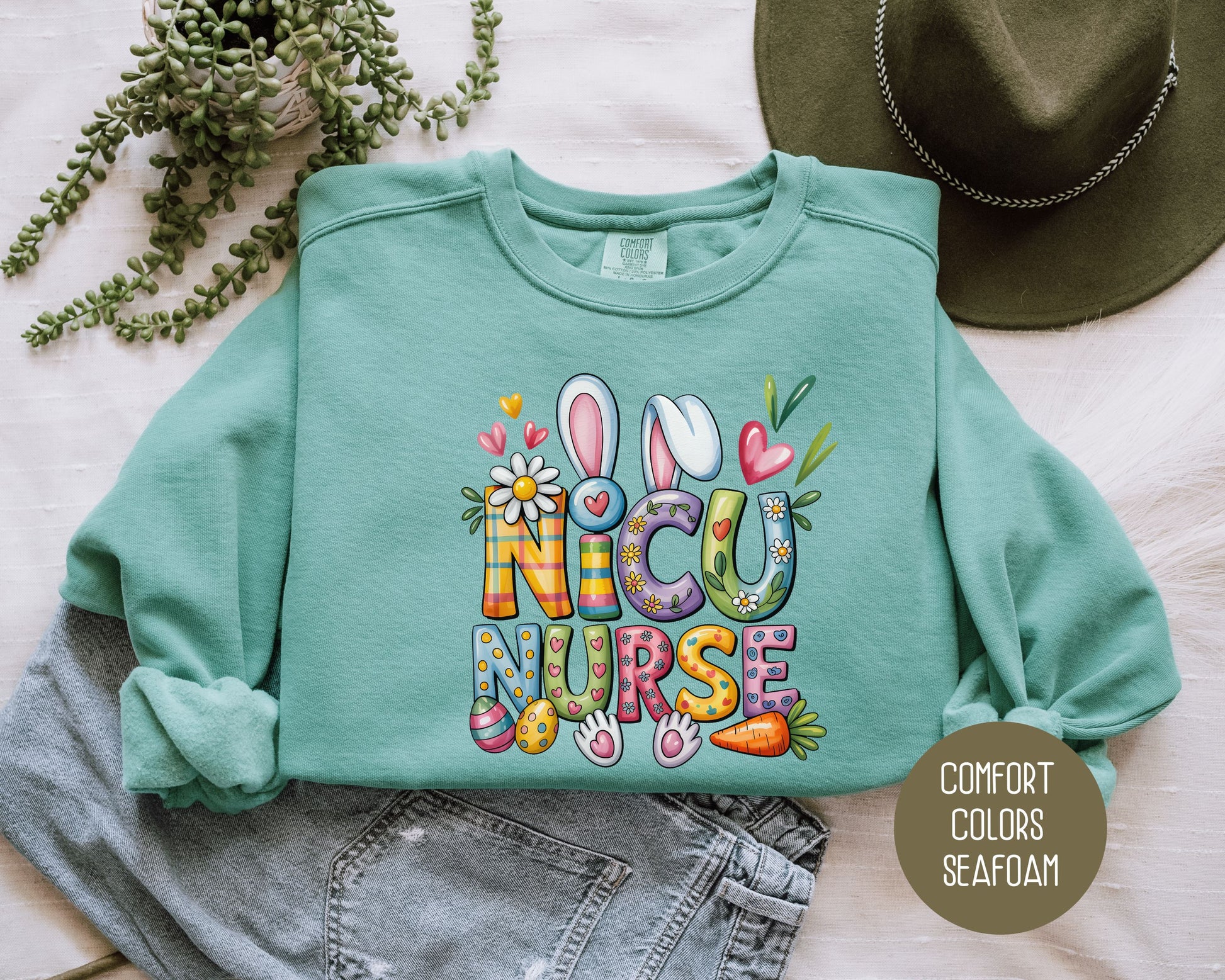 NICU Easter Nurse Comfort Colors Sweatshirt Sweatshirt  CreativeSpecialTs