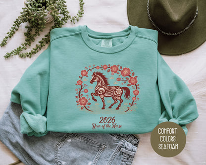 2026 Year of the Horse Chinese New Year Comfort Colors Sweatshirt Sweatshirt CreativeSpecialTs