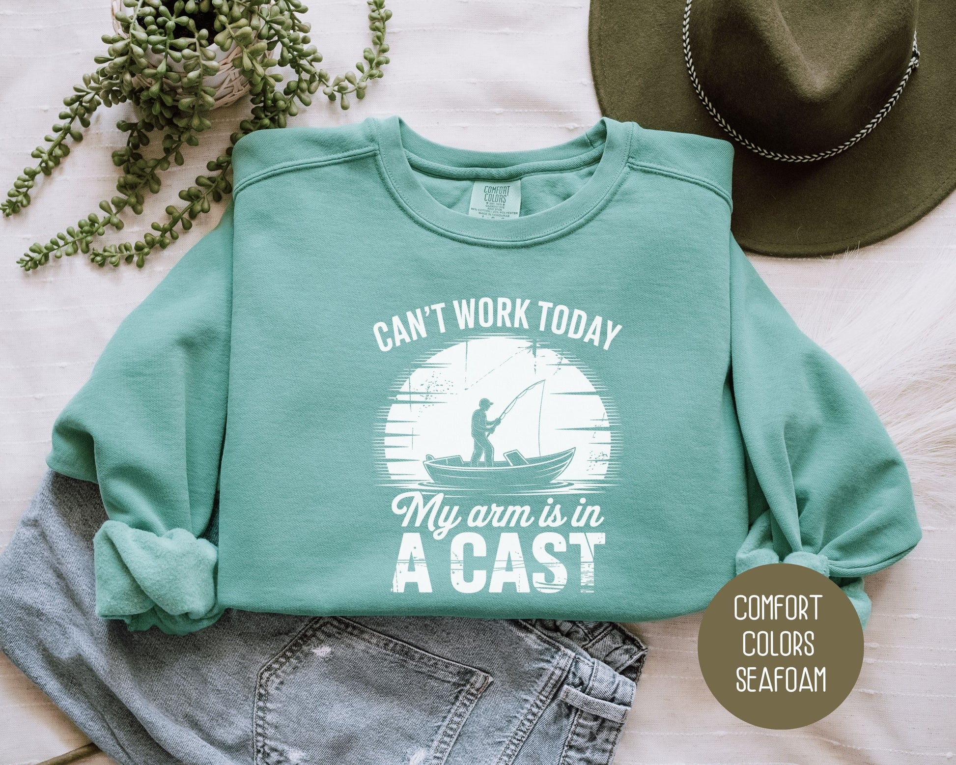 Can't Work Today My Arm Is In a Cast Comfort Colors Sweatshirt Sweatshirt  CreativeSpecialTs