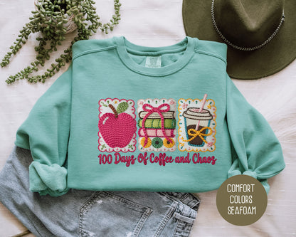 100 Days Of Coffee & Chaos Comfort Colors Sweatshirt