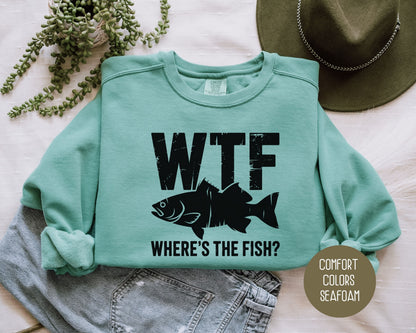 WTF Where's The Fish Comfort Colors Sweatshirt Sweatshirt  CreativeSpecialTs