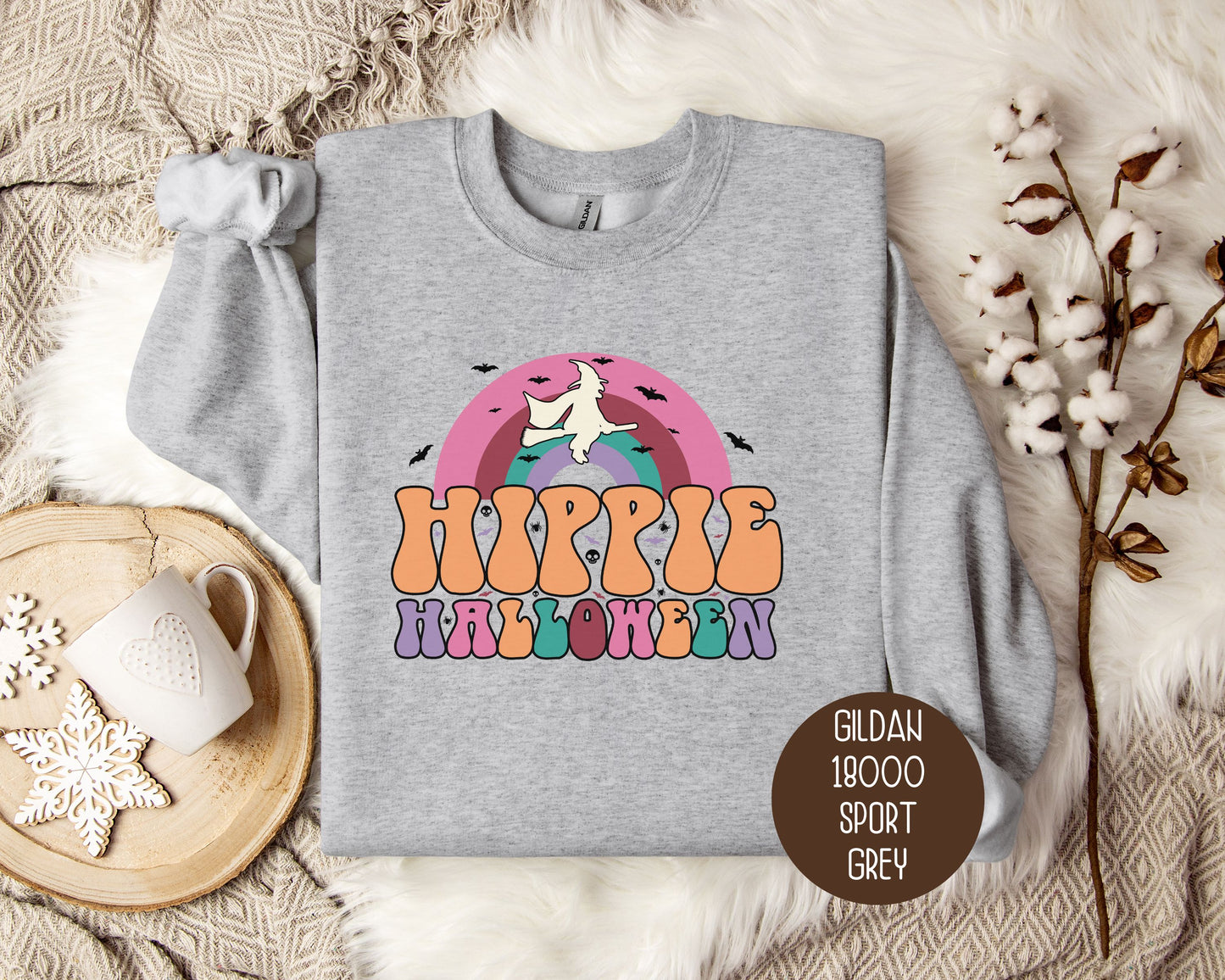 Hippie Halloween Retro Witch Rainbow Sweatshirt