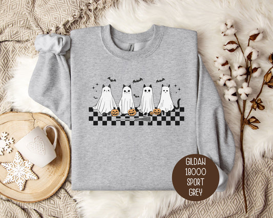 Ghost Cat Halloween Sweatshirt