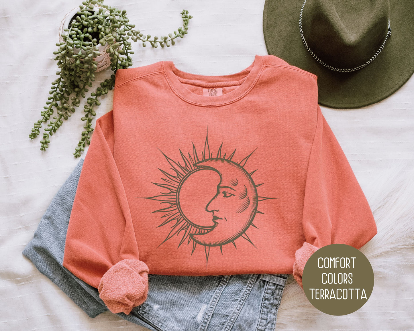 Celestial Sun Moon Comfort Colors Sweatshirt