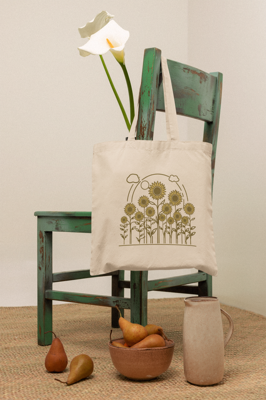 Vintage Sunflower Canvas Tote Bag