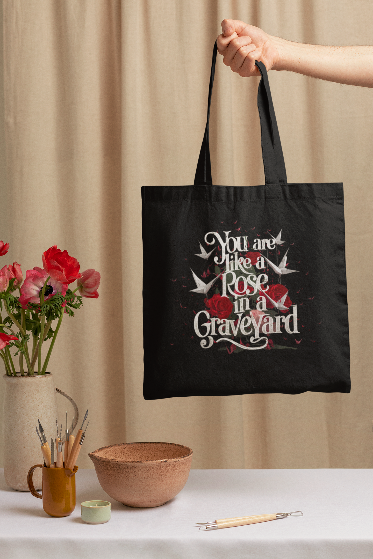 You Are Like a Rose in a Graveyard Dramione Canvas Tote Bag