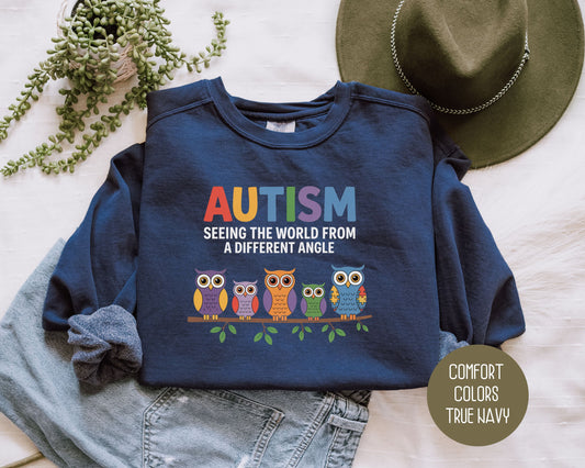 Autism Seeing the World From a Different Angle Comfort Colors Sweatshirt - CreativeSpecialTs