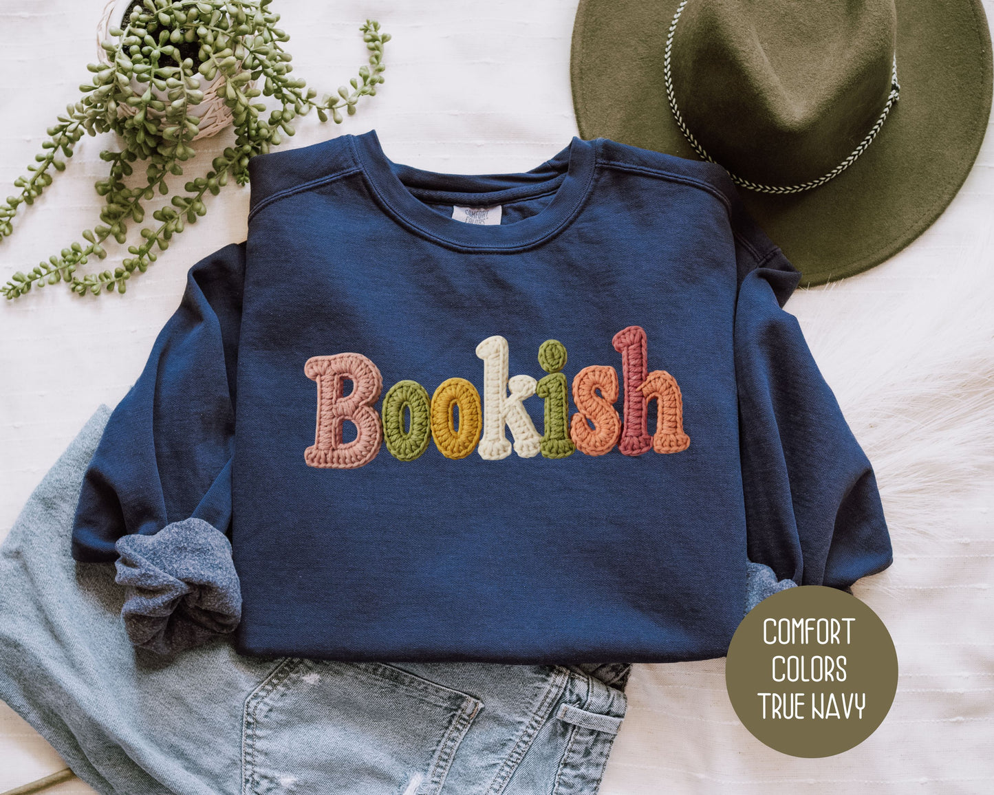 Bookish Faux Yarn Comfort Colors Sweatshirt