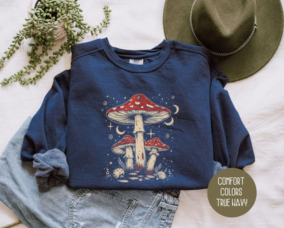 Retro Red Mushrooms Comfort Colors Sweatshirt