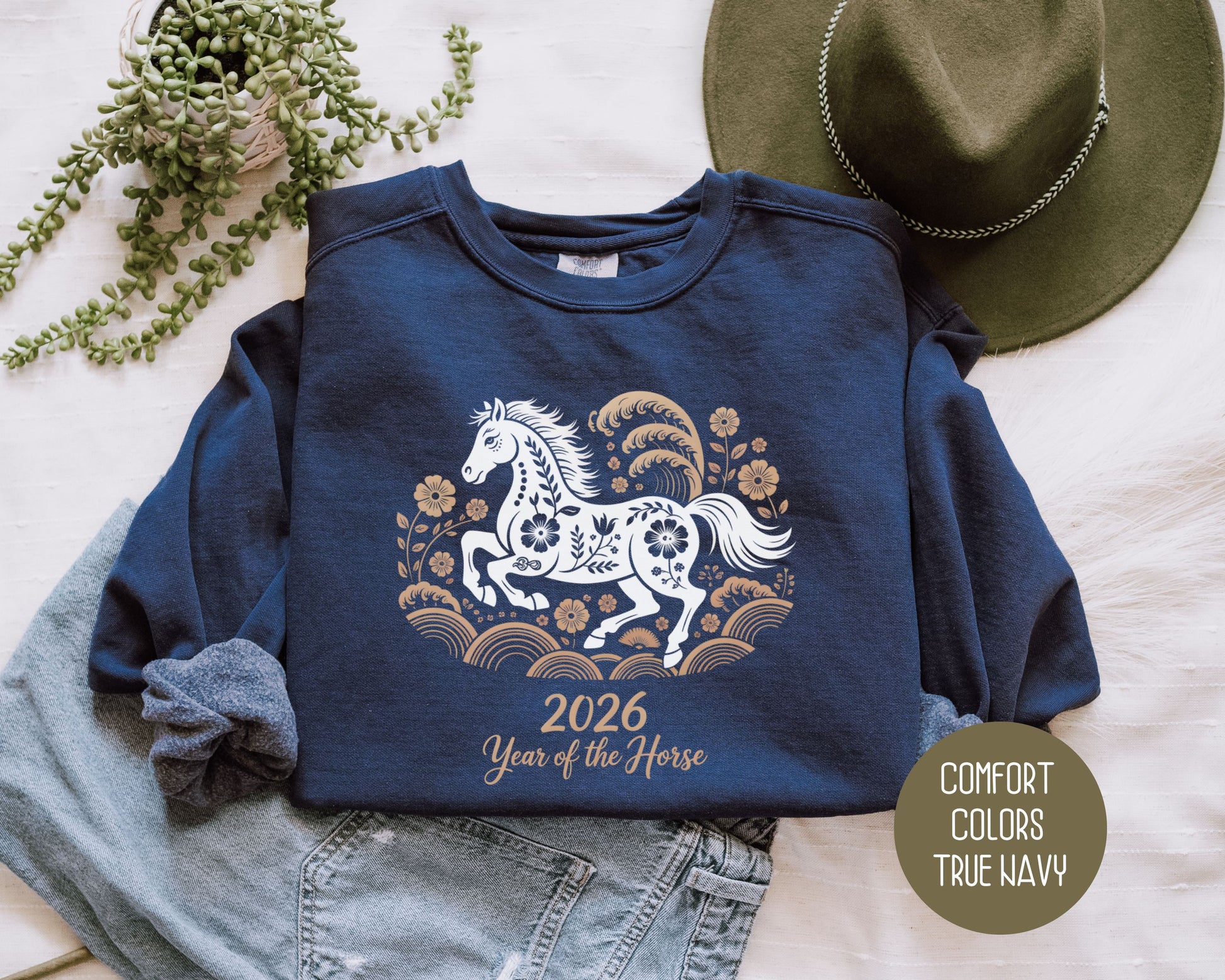 Year of the Horse 2026 Chinese New Year Comfort Colors Sweatshirt Sweatshirt  CreativeSpecialTs
