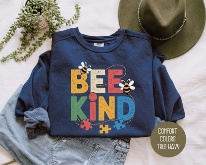 Bee Kind Autism Awareness Comfort Colors Sweatshirt
