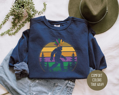 Bigfoot Mardi Gras Comfort Colors Sweatshirt Sweatshirt  CreativeSpecialTs