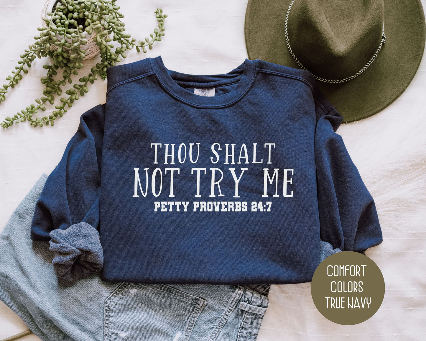 Thou Shalt Not Try Me Petty Proverbs 24:7 Comfort Colors Sweatshirt Sweatshirt  CreativeSpecialTs