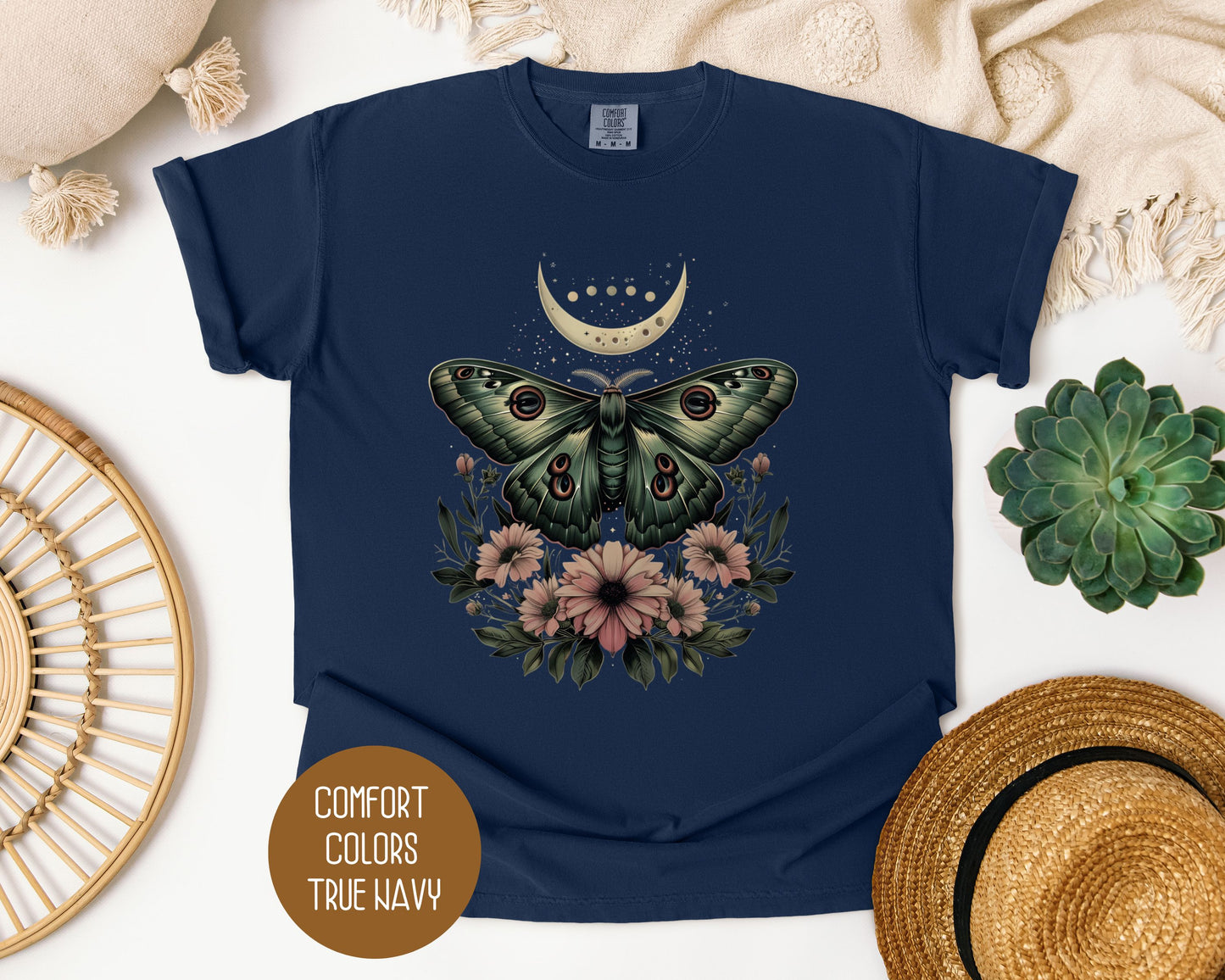 Bohemian Mystic Moon Phase Moth Shirt