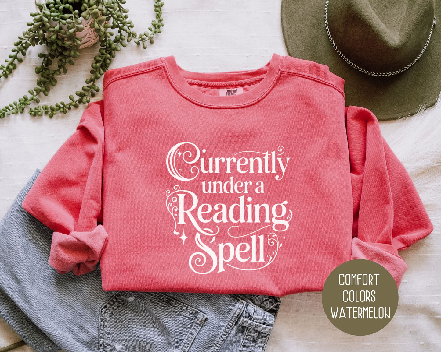 Currently Under a Reading Spell Comfort Colors Sweatshirt