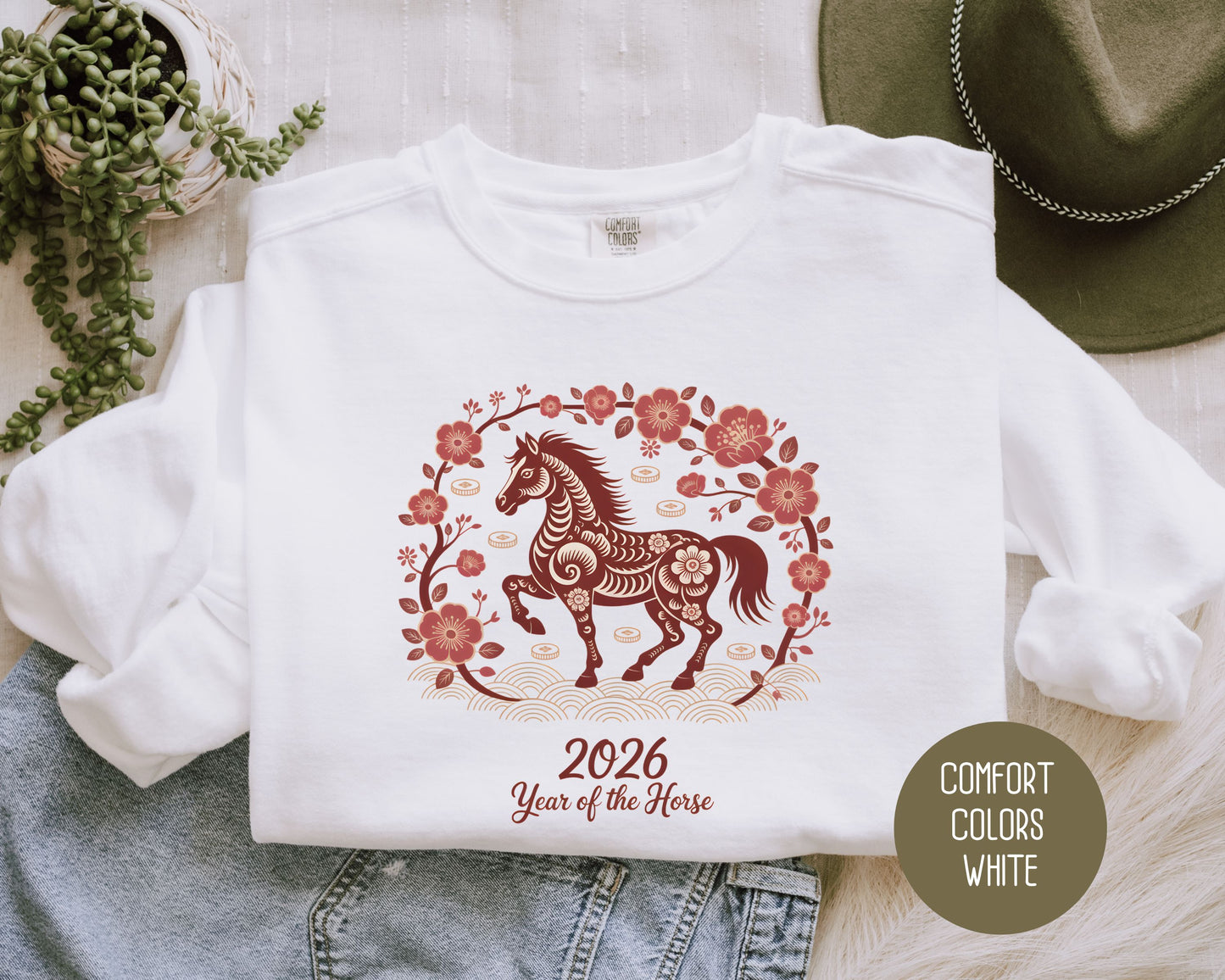 2026 Year of the Horse Chinese New Year Comfort Colors Sweatshirt Sweatshirt CreativeSpecialTs