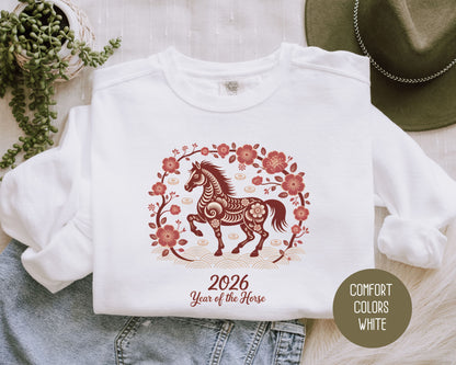 2026 Year of the Horse Chinese New Year Comfort Colors Sweatshirt Sweatshirt CreativeSpecialTs