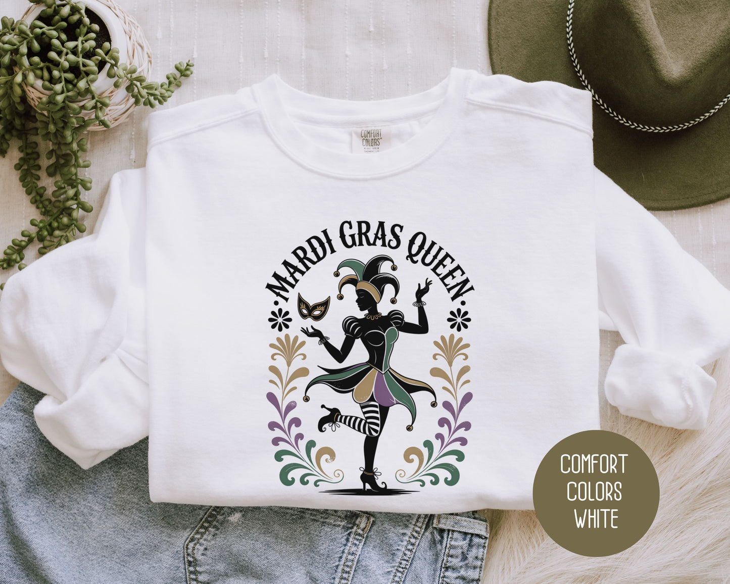 Mardi Gras Queen Comfort Colors Sweatshirt Sweatshirt CreativeSpecialTs