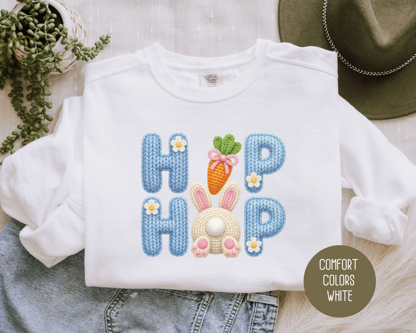 Hip Hop Faux Yarn Easter Comfort Colors Sweatshirt