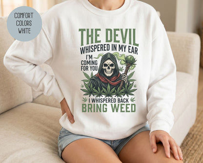 Devil Reaper Weed Comfort Colors Sweatshirt Sweatshirt  CreativeSpecialTs