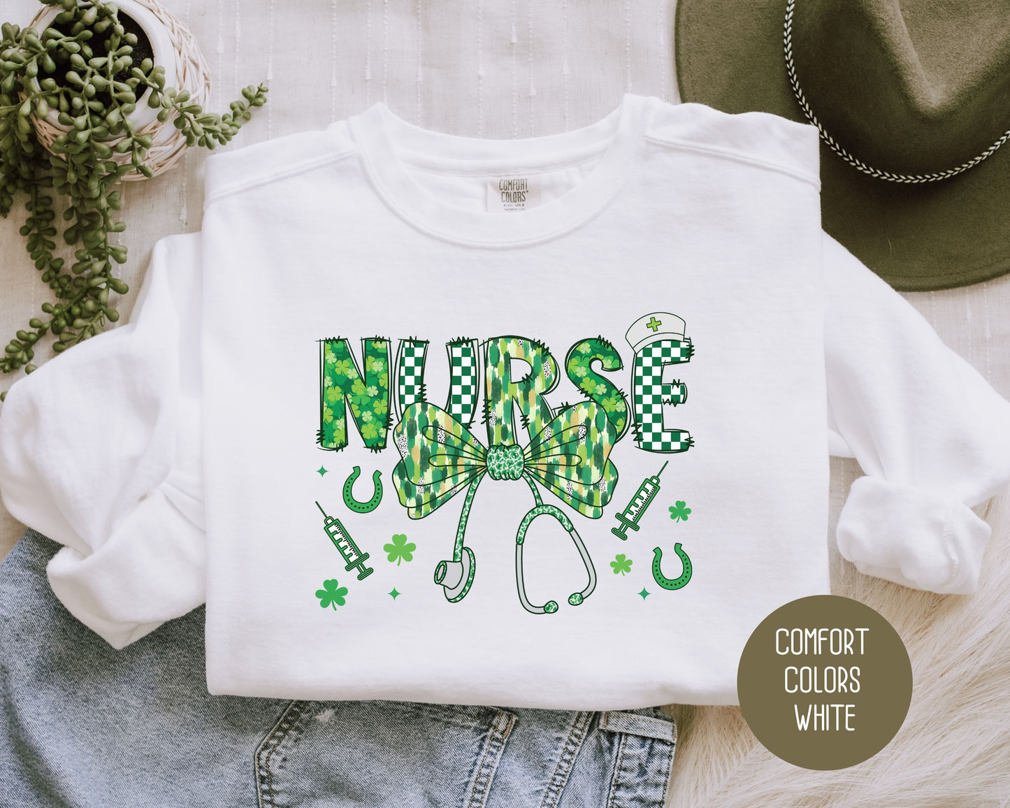 Nurse St. Patrick's Day Comfort Colors Sweatshirt Sweatshirt CreativeSpecialTs
