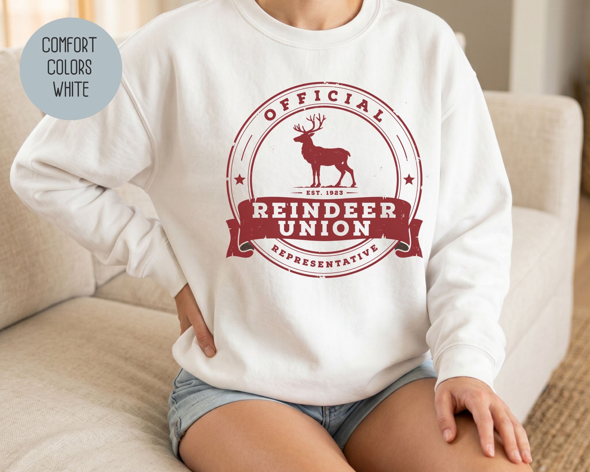 Official Reindeer Union Representative Comfort Colors Sweatshirt Sweatshirt  CreativeSpecialTs