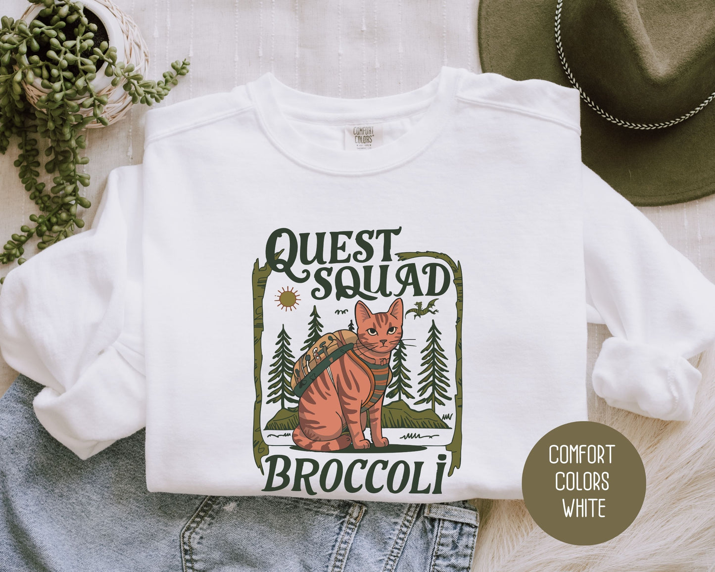Quest Squad Broccoli the Fierce Comfort Colors Sweatshirt Sweatshirt  CreativeSpecialTs