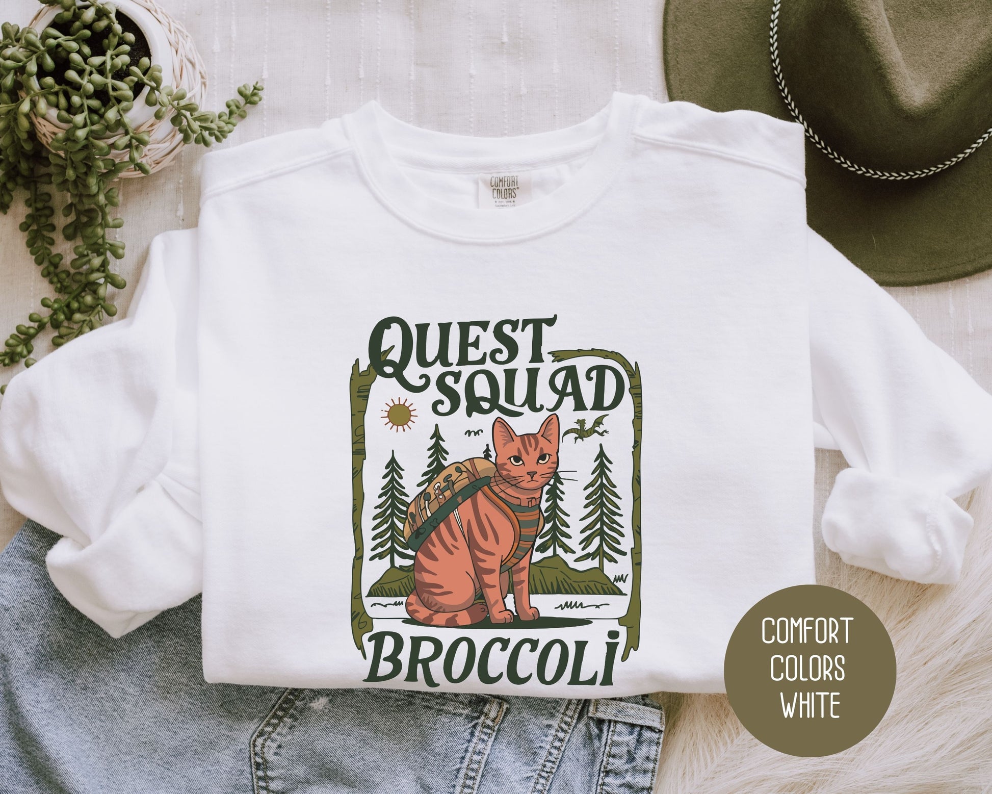 Quest Squad Broccoli the Fierce Comfort Colors Sweatshirt Sweatshirt  CreativeSpecialTs