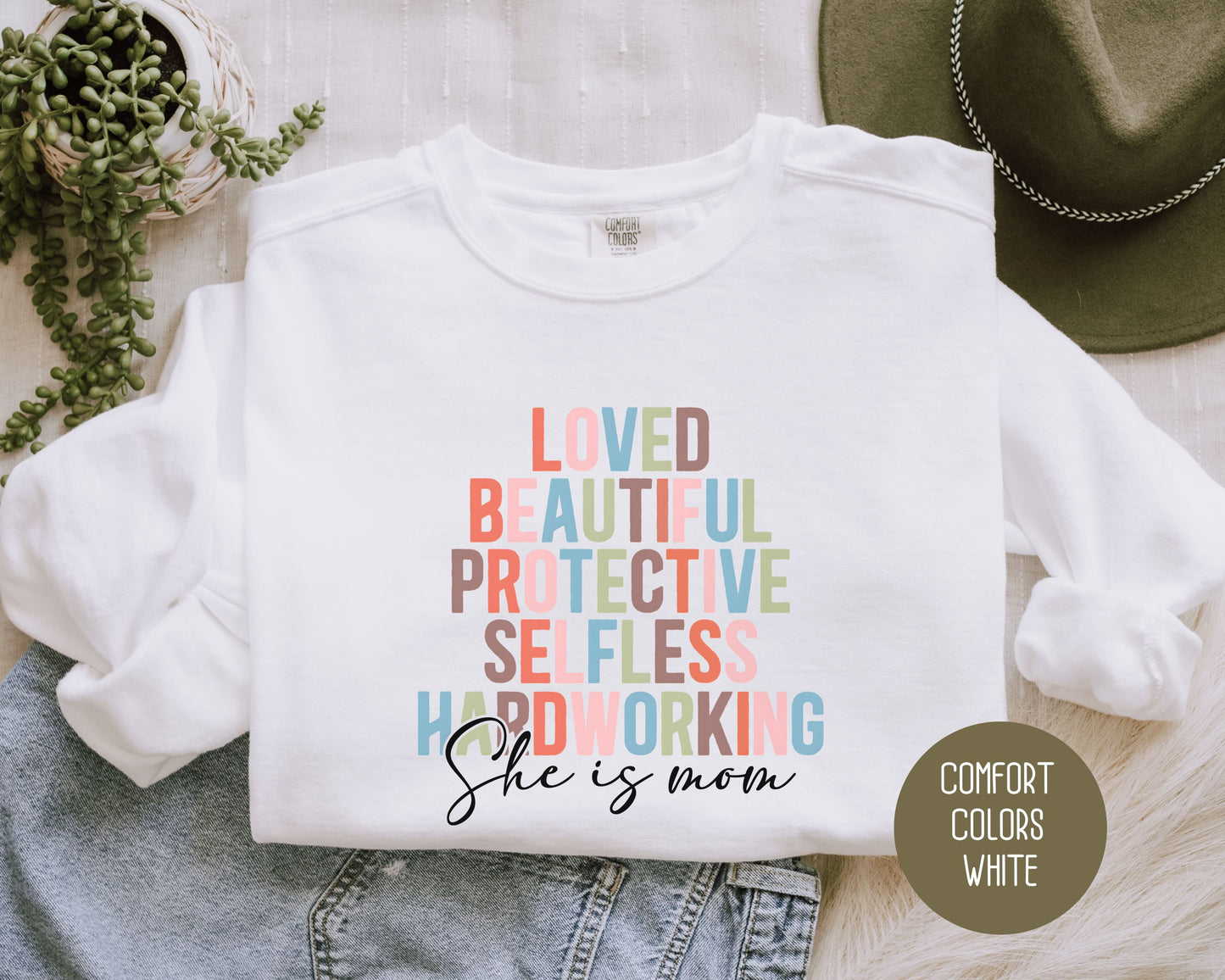 She Is Mom Comfort Colors Sweatshirt