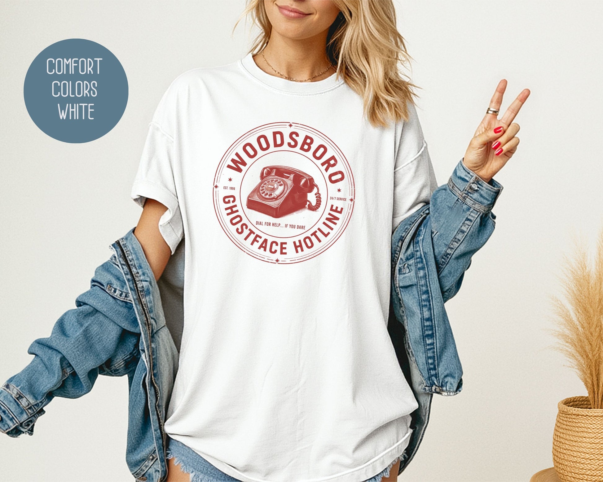 Woodsboro Ghostface Hotline Comfort Colors Shirt T-Shirt  CreativeSpecialTs