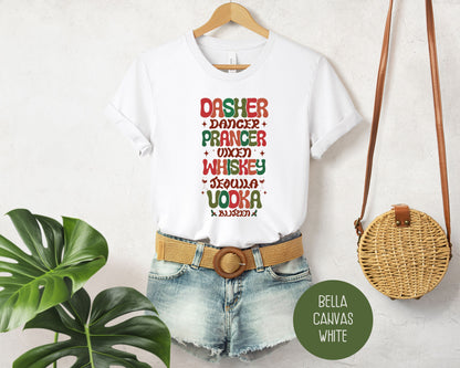 Dasher Dancer Prancer Drinking Funny Christmas Shirt